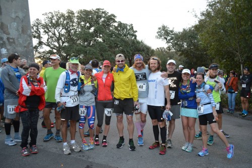 Old Baldy Lighthouse Start Line. From left: Jim Schroeder, Norma Bastidas -Compayre, Meredith Dolhare, Bradford Lombardi, Frank McKinney, Keith Hanson, Breanna Cornell and Kelly Lavallee Facteau. Photo by Alix Shutello, CEO, Owner-Editor of Endurance Racing Magazine.