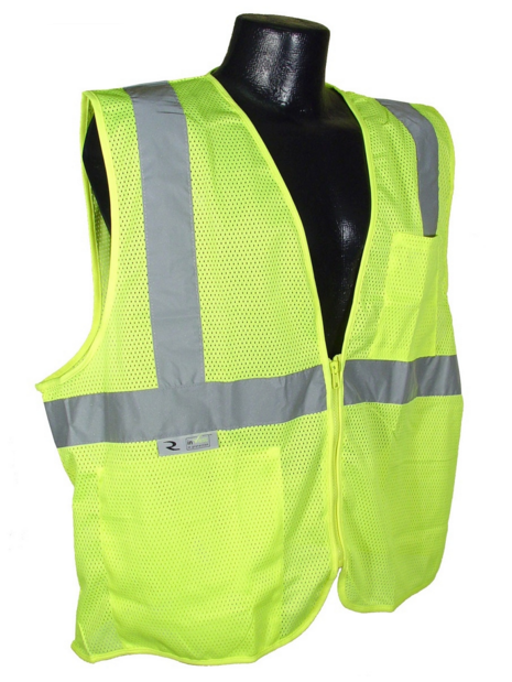 This generic "highway safety vest" meets OSHA Class 2 Reflectivity Requirements for use during the day but NOT at night.